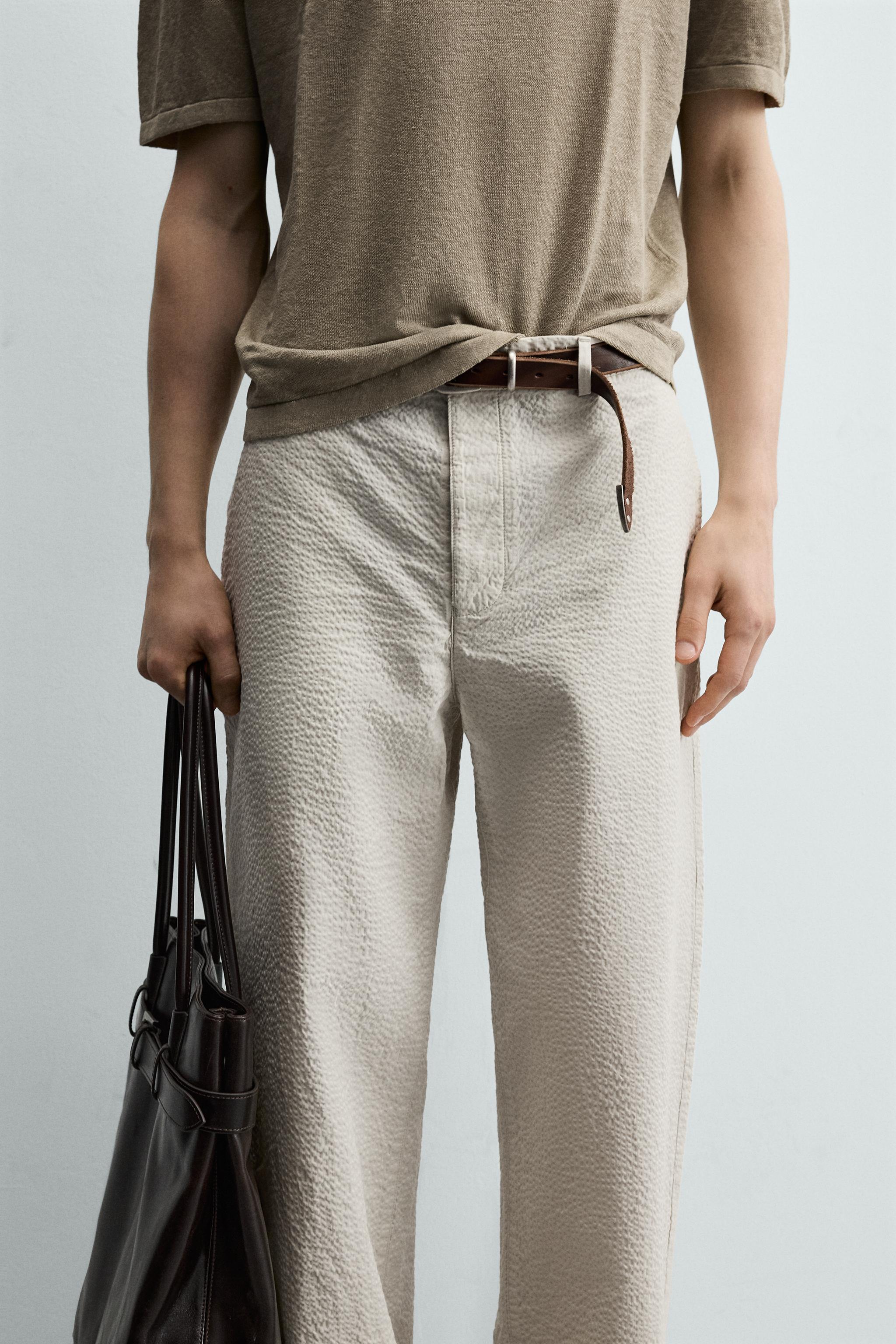 SEERSUCKER STRAIGHT FIT PANTS